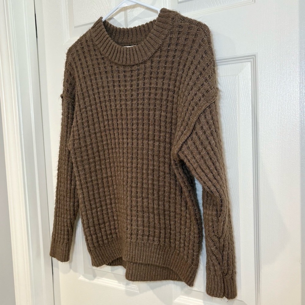 SO Long Sleeve Crew Neck Comfy Brown &Striped Sweaters Set Juniors Women Sz S-M - Picture 11 of 17